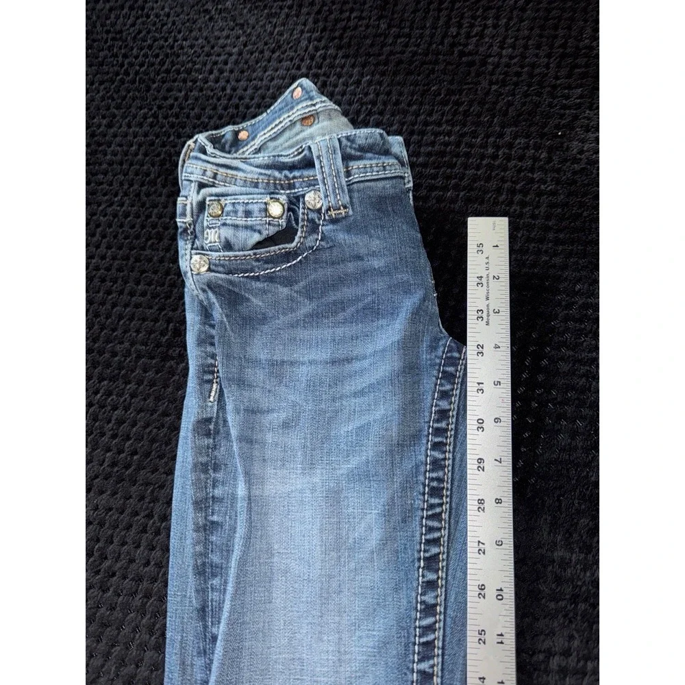 Miss Me Women's Boot Embellish Blue Denim Low Rise Medium Wash Size 25 - Picture 11 of 12